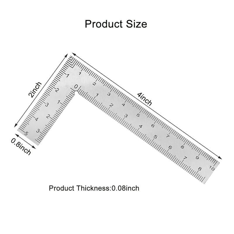 GSDOXLE Stainless Steel L Shaped Ruler,2 inch by 4 inch,Square Framing Measuring Tool for Engineer Carpenter(Sliver) - Image 2